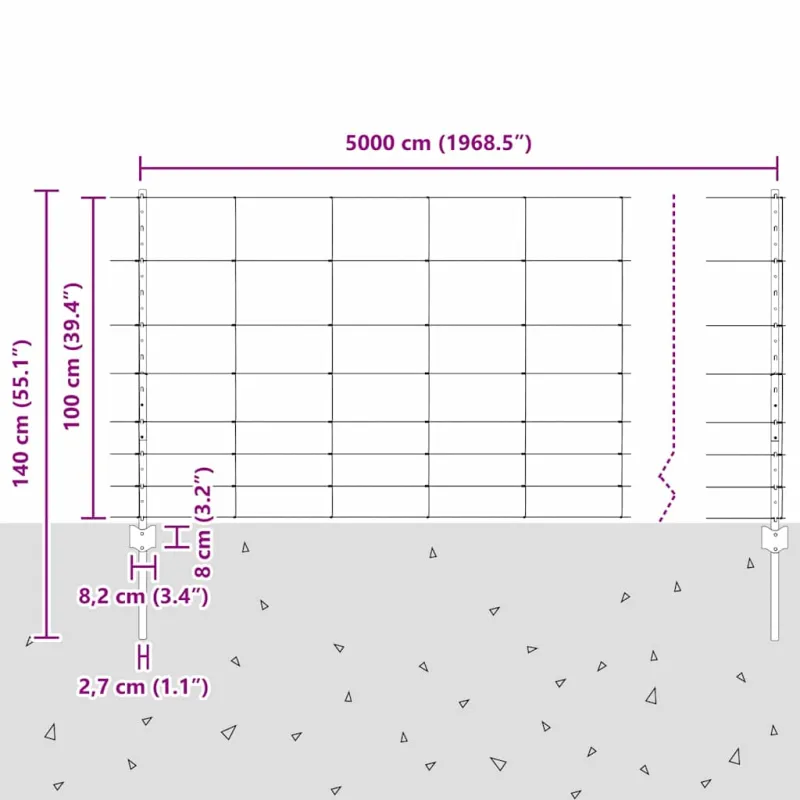 Vilkų tvora su stulpais 50 x 1 m (Plotis x Aukštis)