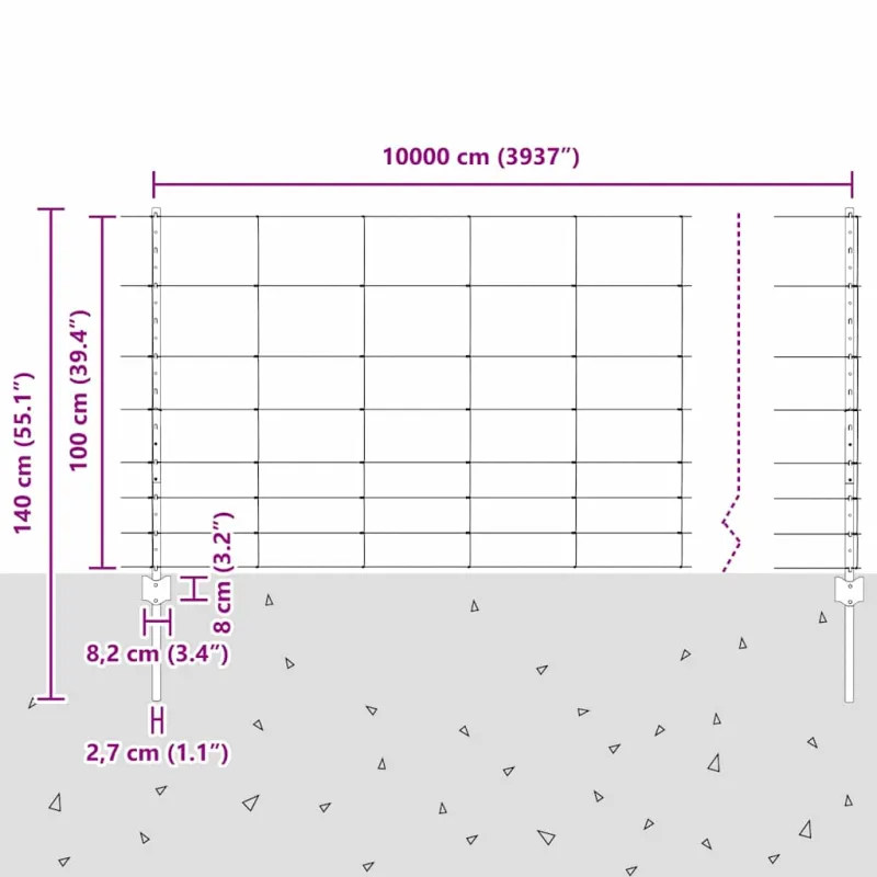 Vilkų tvora su stulpais 100 x 1 m (W x H)