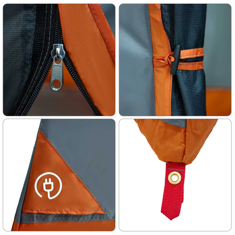 Kempingo Palapinių Komplektas 2 pcs Oranžinė Tafeta ir Medžiaga