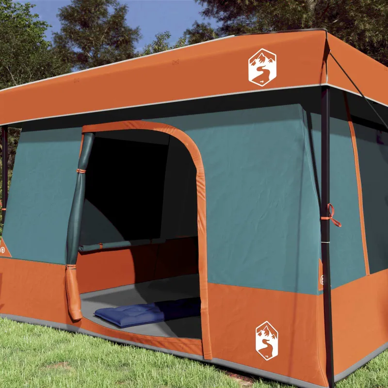 Kempingo Palapinių Komplektas su stogu 2 pcs Pilka ir oranžinė