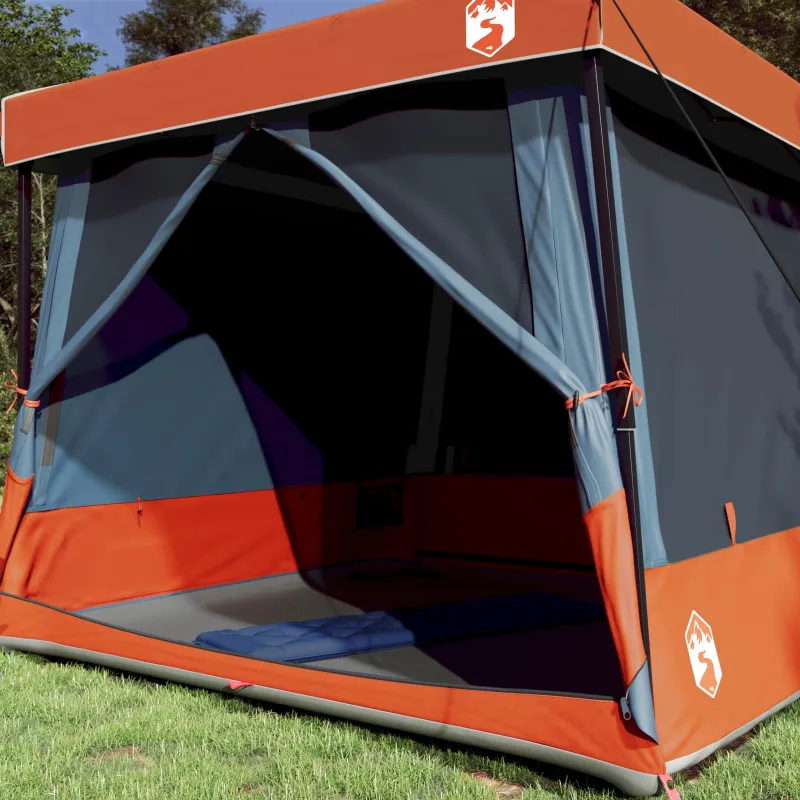 Kempingo Palapinių Komplektas su stogu 2 pcs Pilka ir oranžinė