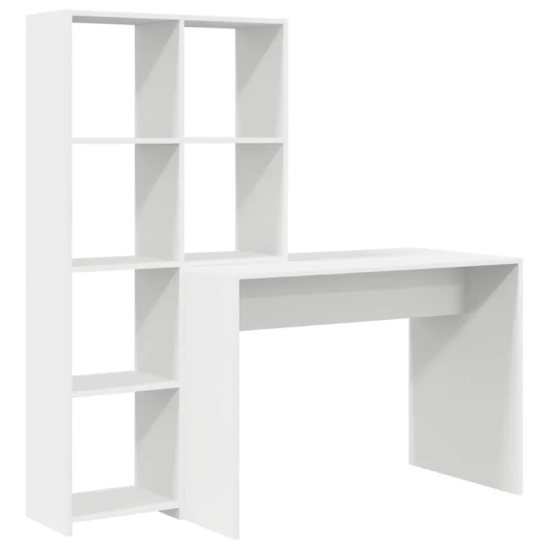 Stalas su lentyna Balta 138,5 x 55 x 143 cm Apdirbta mediena