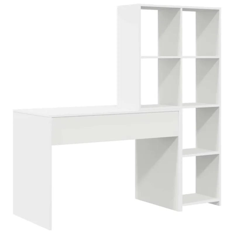 Stalas su lentyna Balta 138,5 x 55 x 143 cm Apdirbta mediena