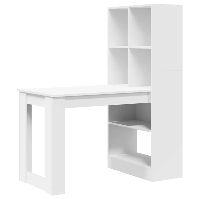 Stalas su lentyna Balta 122 x 67 x 145 cm Apdirbta mediena