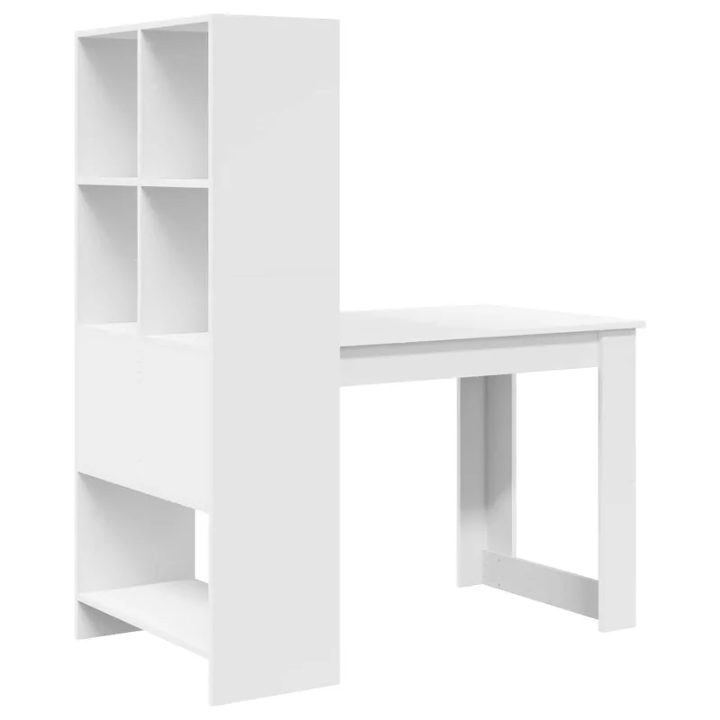 Stalas su lentyna Balta 122 x 67 x 145 cm Apdirbta mediena
