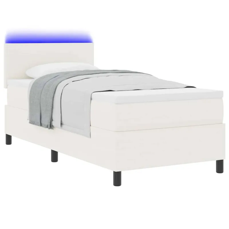 LED Čiužinio Lova su galvūgalio Kremas ir balta 100 x 200 cm