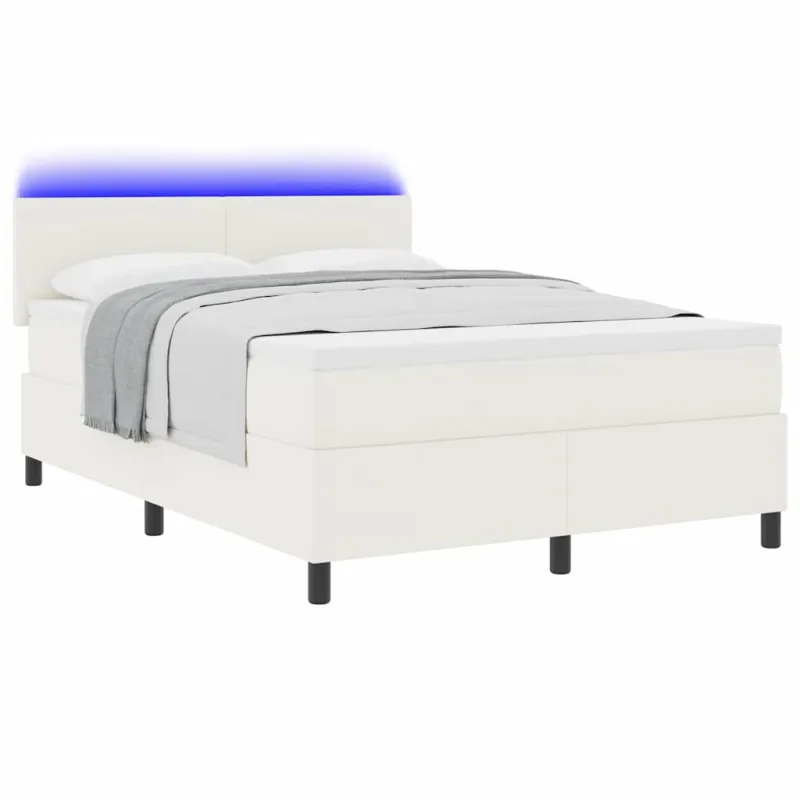 LED Čiužinio Lova su galvūgalio Kremas ir balta 140 x 190 cm