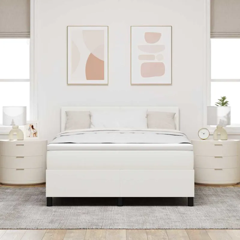 LED Čiužinio Lova su galvūgalio Kremas ir balta 140 x 190 cm