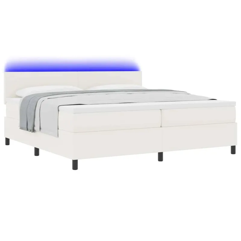 LED Čiužinio Lova su galvūgalio Kremas ir balta 200 x 200 cm