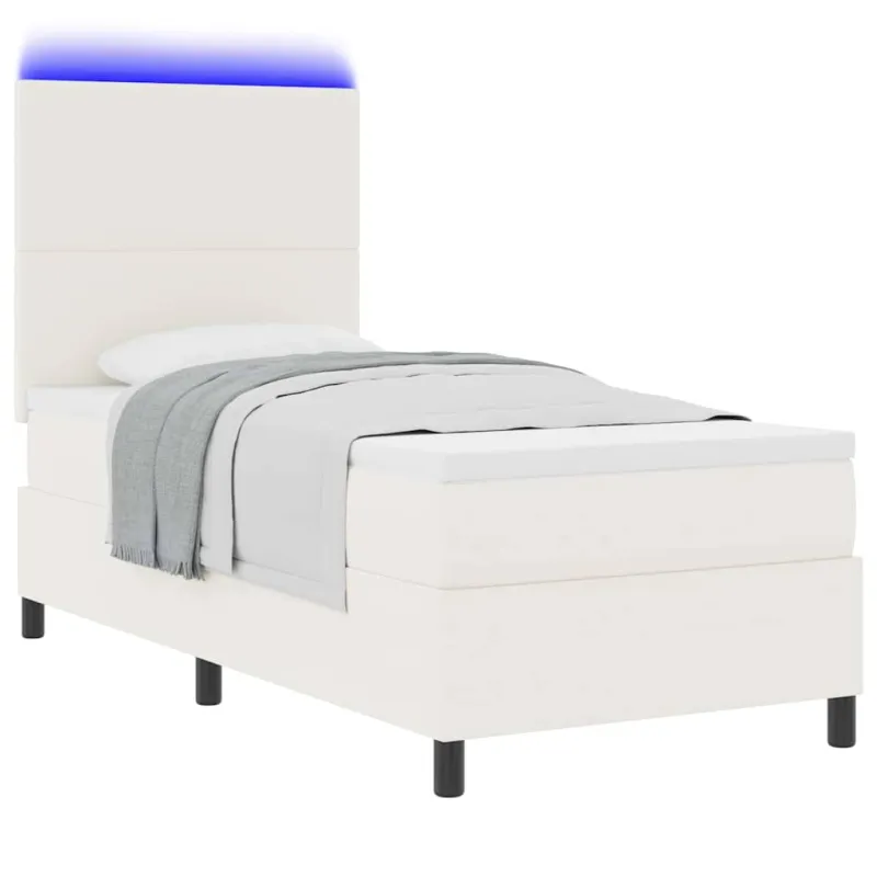 LED Čiužinio Lova su galvūgalio Kremas ir balta 100 x 200 cm