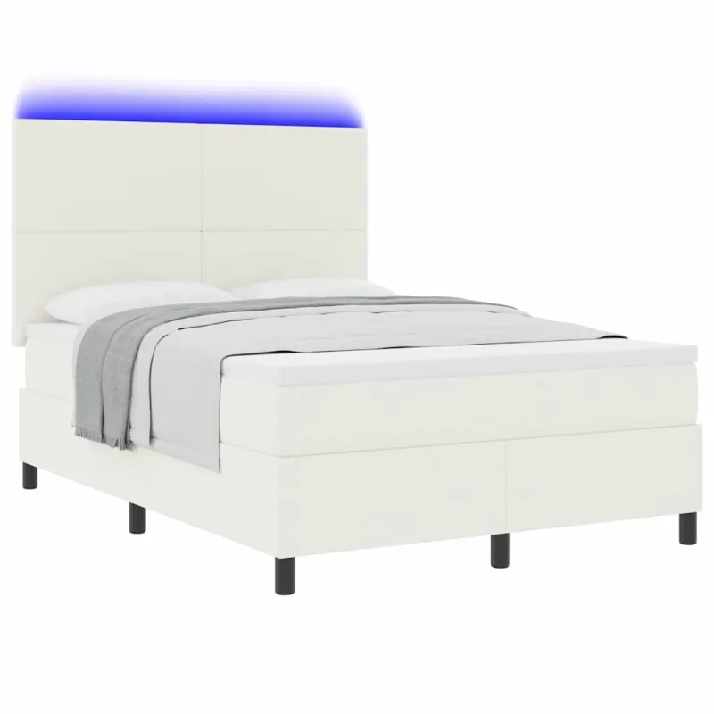 LED Čiužinio Lova su galvūgalio Kremas ir balta 140 x 190 cm