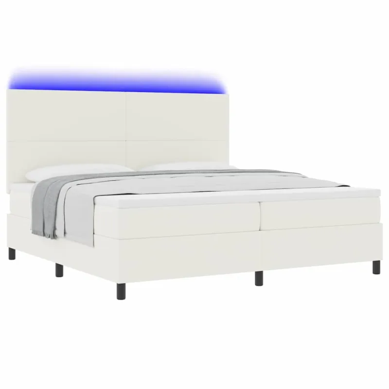 LED Čiužinio Lova su galvūgalio Kremas ir balta 200 x 200 cm