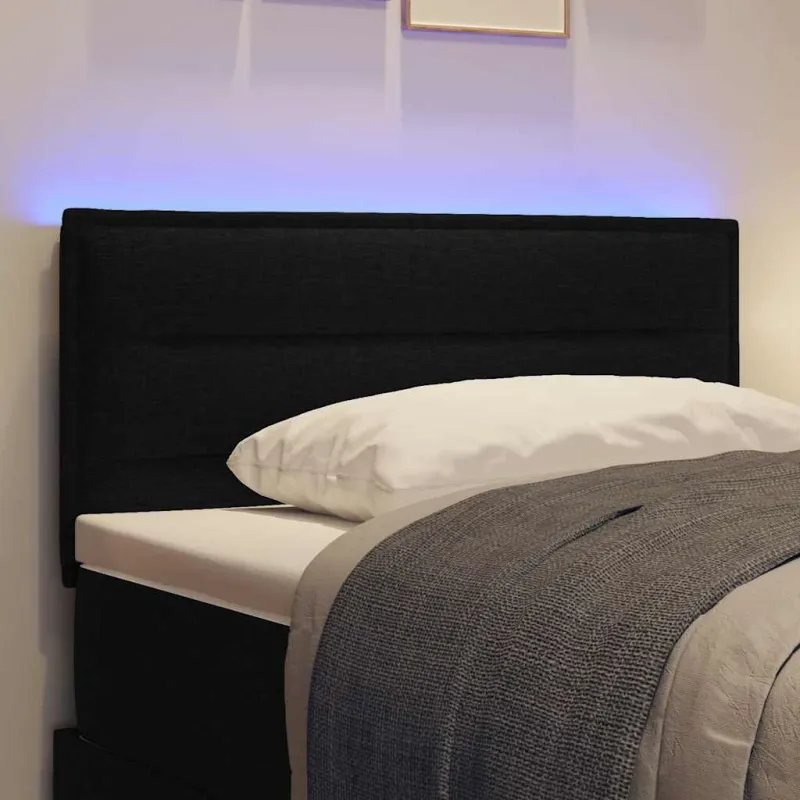 LED galvūgalis su LED juostelėmis Juodas 80 cm audinys