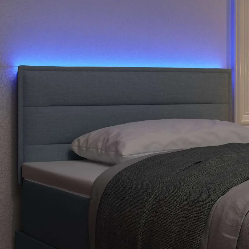 LED galvūgalis su LED juostelėmis Šviesiai pilka 90 cm audinys