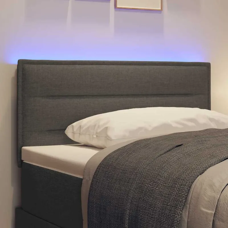 LED galvūgalis su LED juostelėmis Tamsiai pilka 90 cm audinys