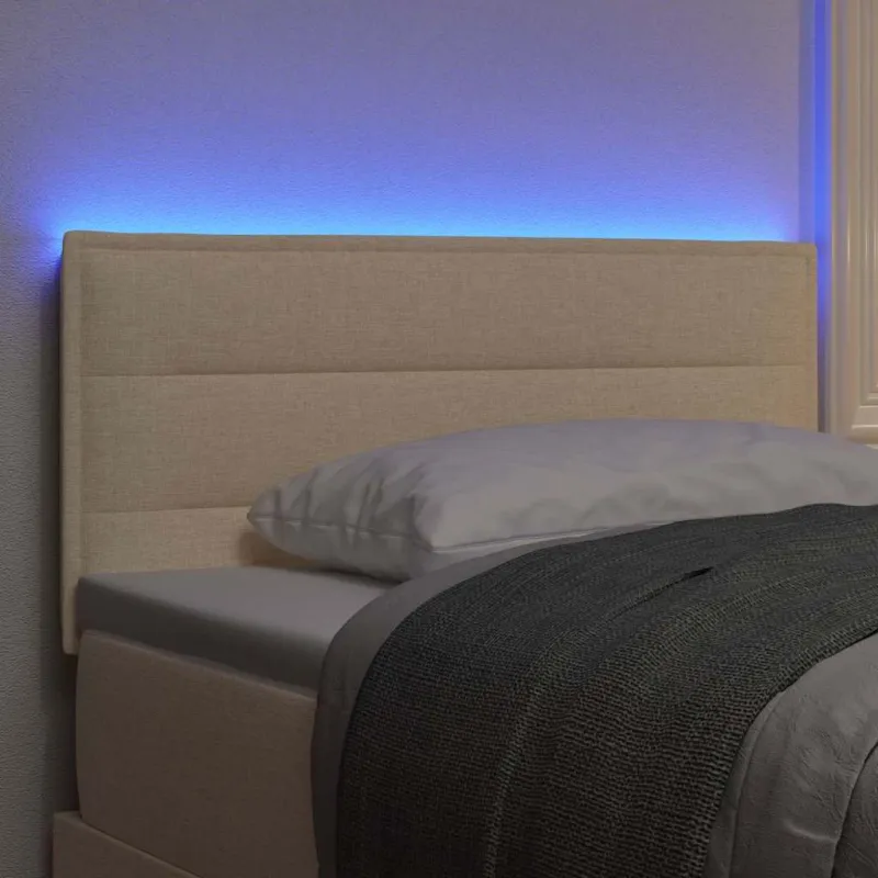 LED galvūgalis su LED juostelėmis Kreminė 100 cm audinys