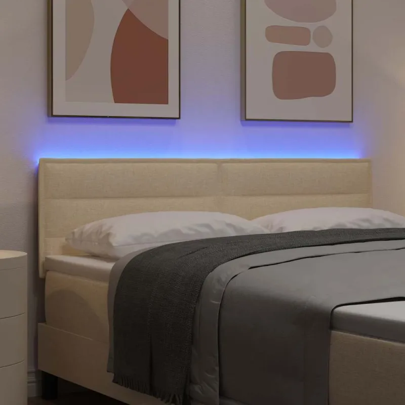 LED galvūgalis su LED juostelėmis Kreminė 144 cm audinys