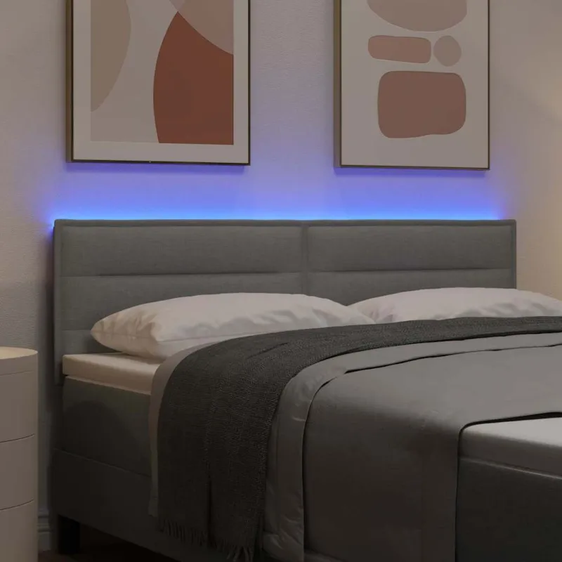 LED galvūgalis su LED juostelėmis Šviesiai pilka 160 cm audinys