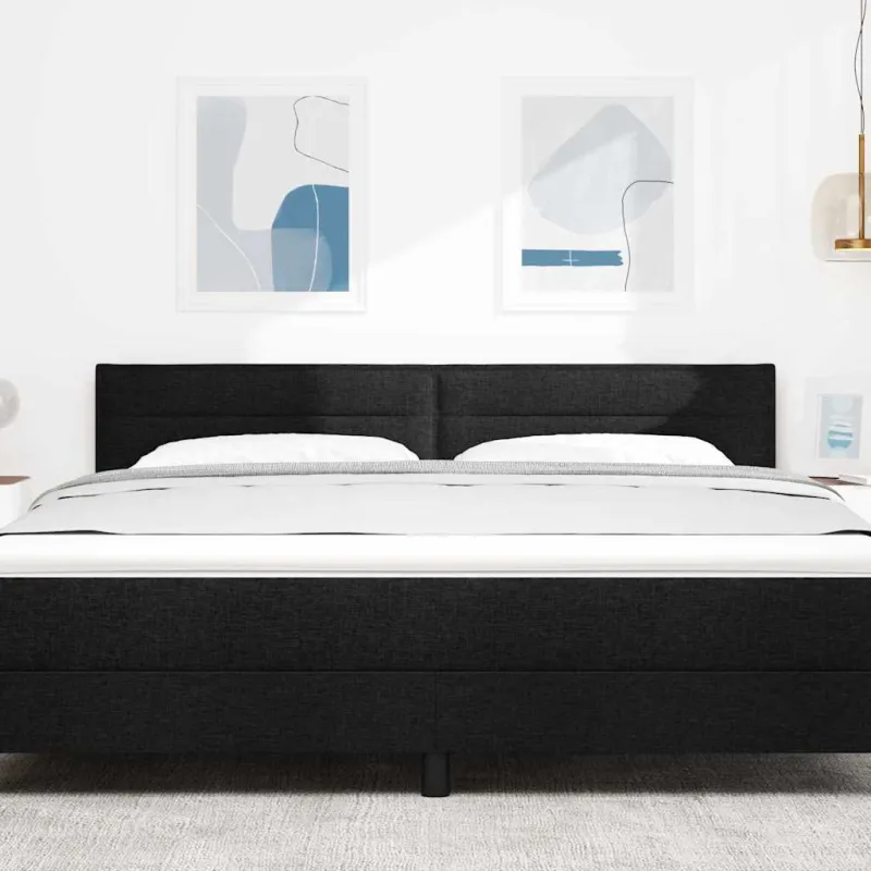 LED galvūgalis su LED juostelėmis Juodas 180 cm audinys