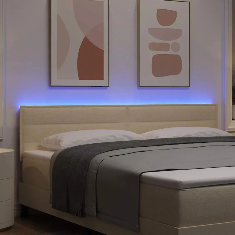LED galvūgalis su LED juostelėmis Kreminė 180 cm audinys