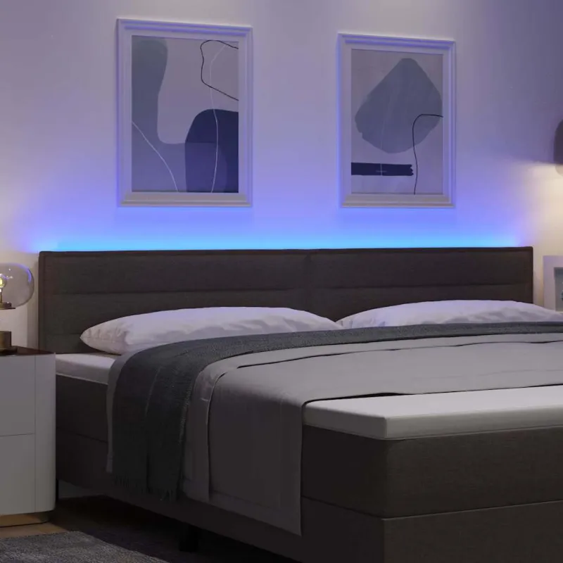 LED galvūgalis su LED juostelėmis Tamsiai rudas 200 cm audinys