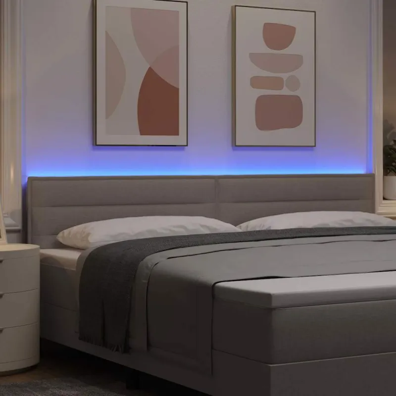 LED galvūgalis su LED juostelėmis Taupe 200 cm audinys