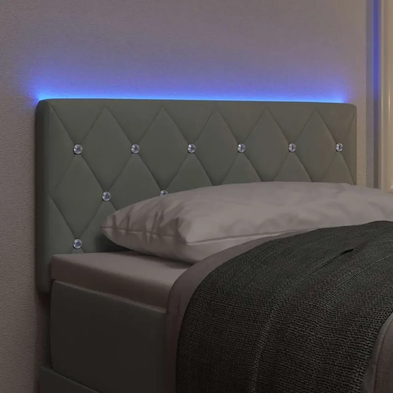 LED galvūgalis su LED juostelėmis Šviesiai pilka 80 cm Aksomas