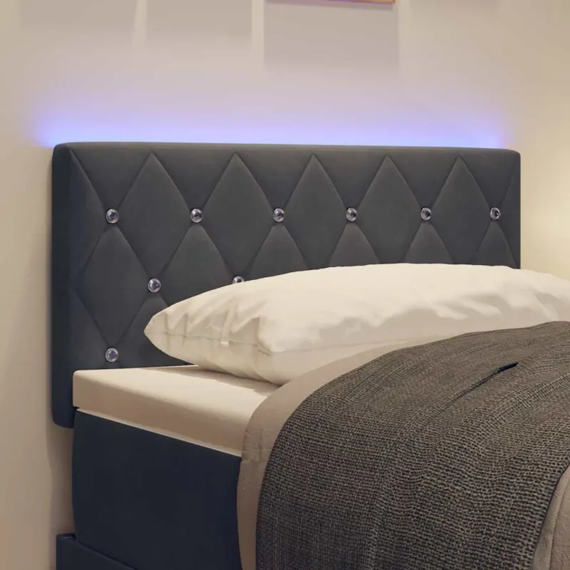 LED galvūgalis su LED juostelėmis Tamsiai pilka 80 cm Aksomas