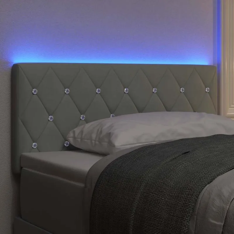 LED galvūgalis su LED juostelėmis Šviesiai pilka 100 cm Aksomas