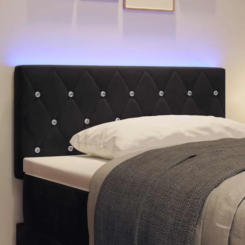 LED galvūgalis su LED juostelėmis Juodas 100 cm Aksomas