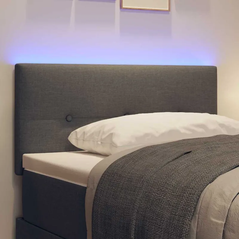 LED galvūgalis su LED juostelėmis Tamsiai pilka 80 cm audinys