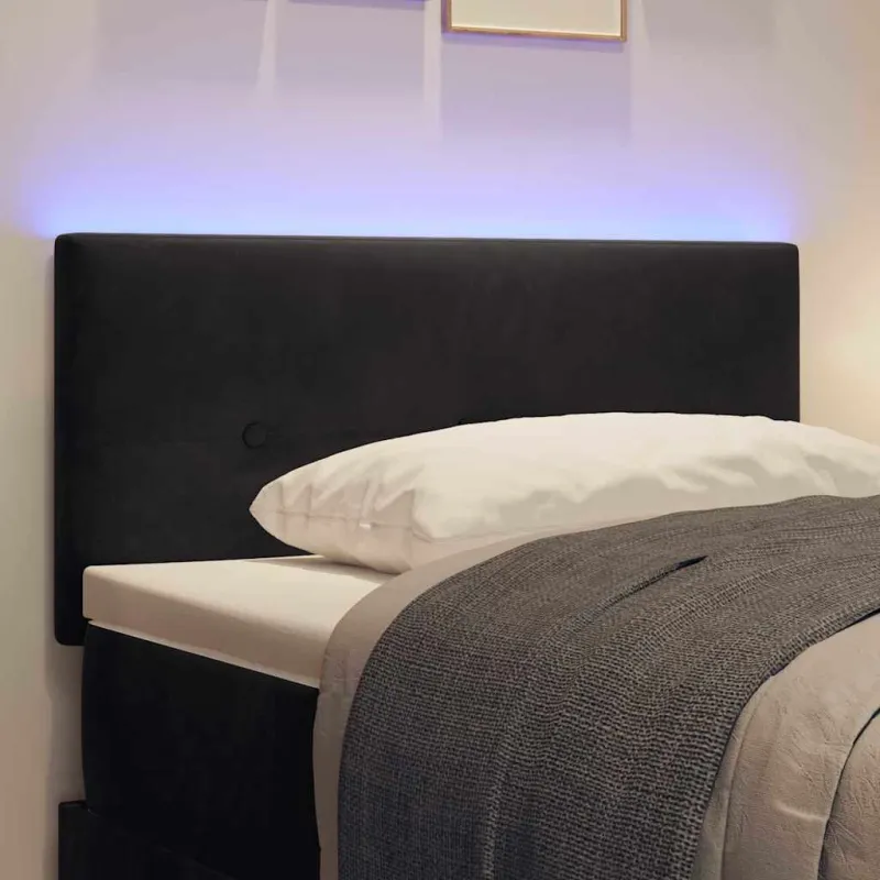 LED galvūgalis su LED juostelėmis Juodas 80 cm Aksomas