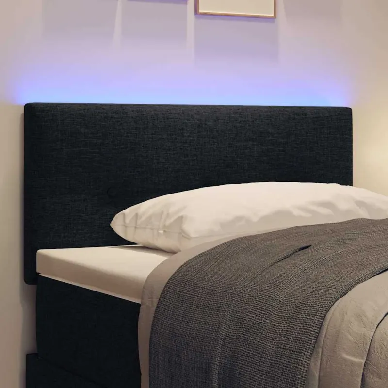 LED galvūgalis su LED juostelėmis Juodas 90 cm audinys