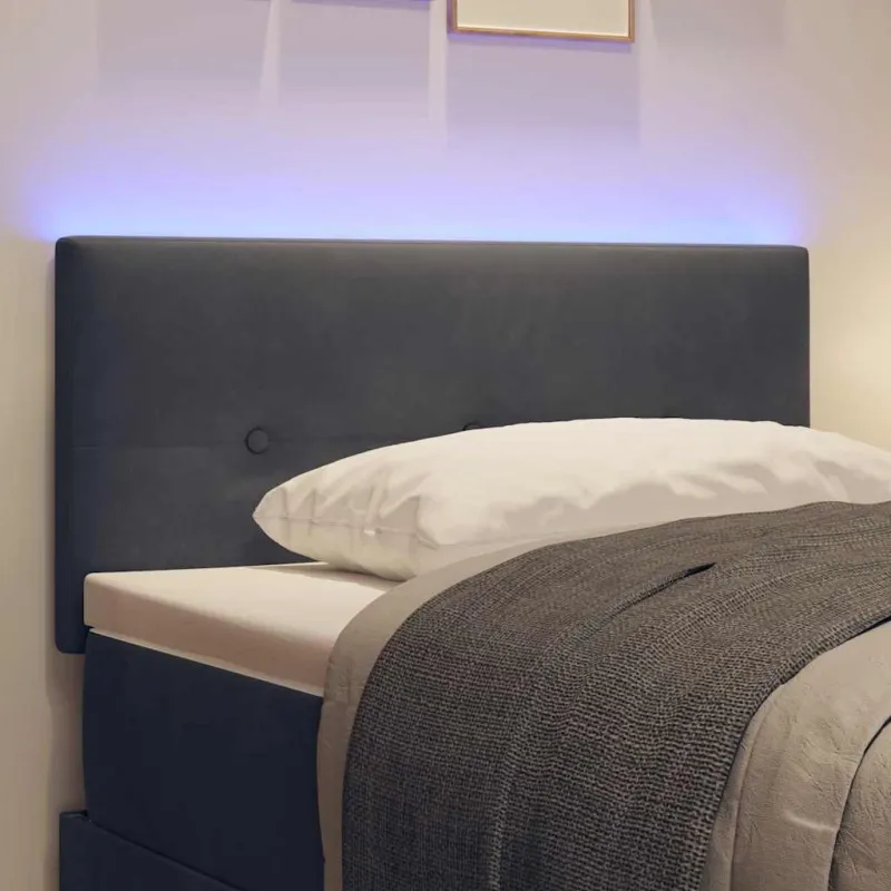 LED galvūgalis su LED juostelėmis Pilka 90 cm Aksomas