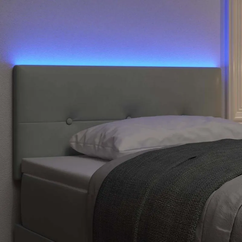 LED galvūgalis su LED juostelėmis Šviesiai pilka 100 cm Aksomas