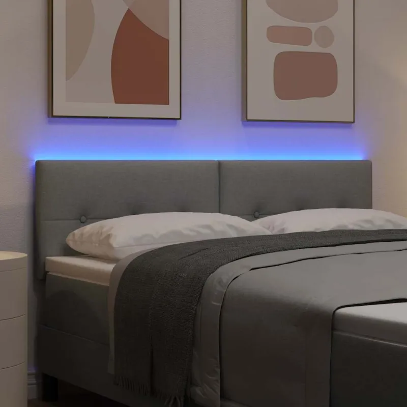 LED galvūgalis su LED juostelėmis Šviesiai pilka 144 cm audinys