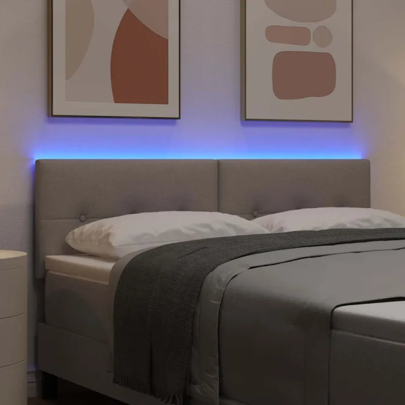 LED galvūgalis su LED juostelėmis Taupe 144 cm audinys