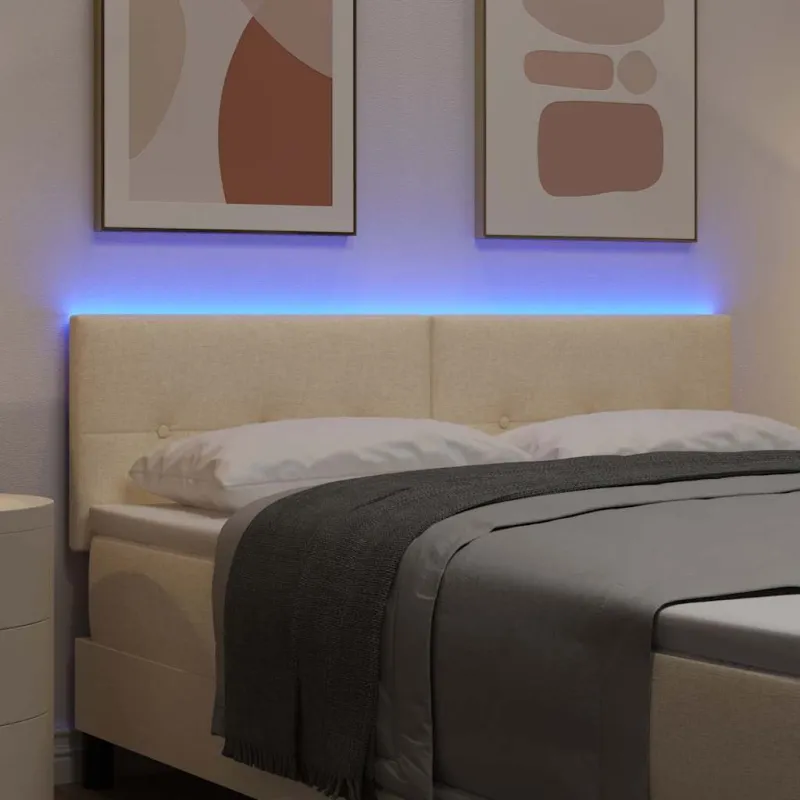 LED galvūgalis su LED juostelėmis Kreminė 144 cm audinys