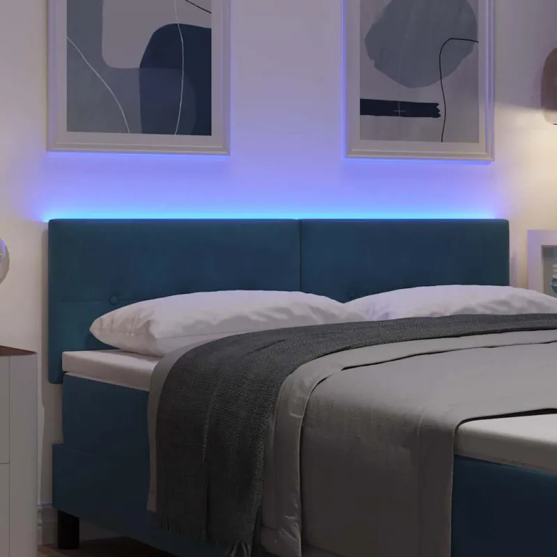 LED galvūgalis su LED juostelėmis Mėlyna 144 cm Aksomas