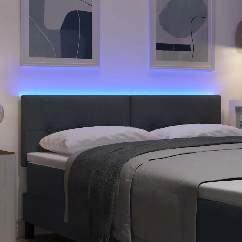 LED galvūgalis su LED juostelėmis Tamsiai pilka 160 cm audinys