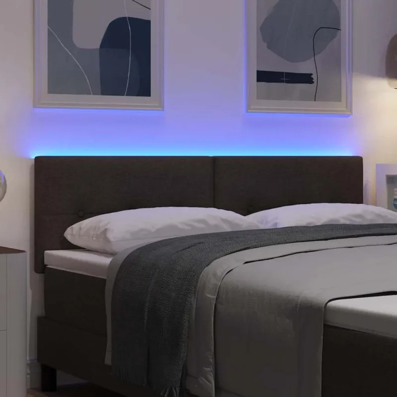 LED galvūgalis su LED juostelėmis Tamsiai rudas 160 cm audinys