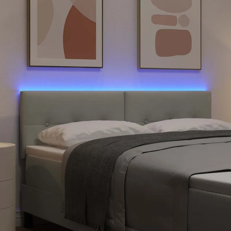 LED galvūgalis su LED juostelėmis Šviesiai pilka 160 cm Aksomas