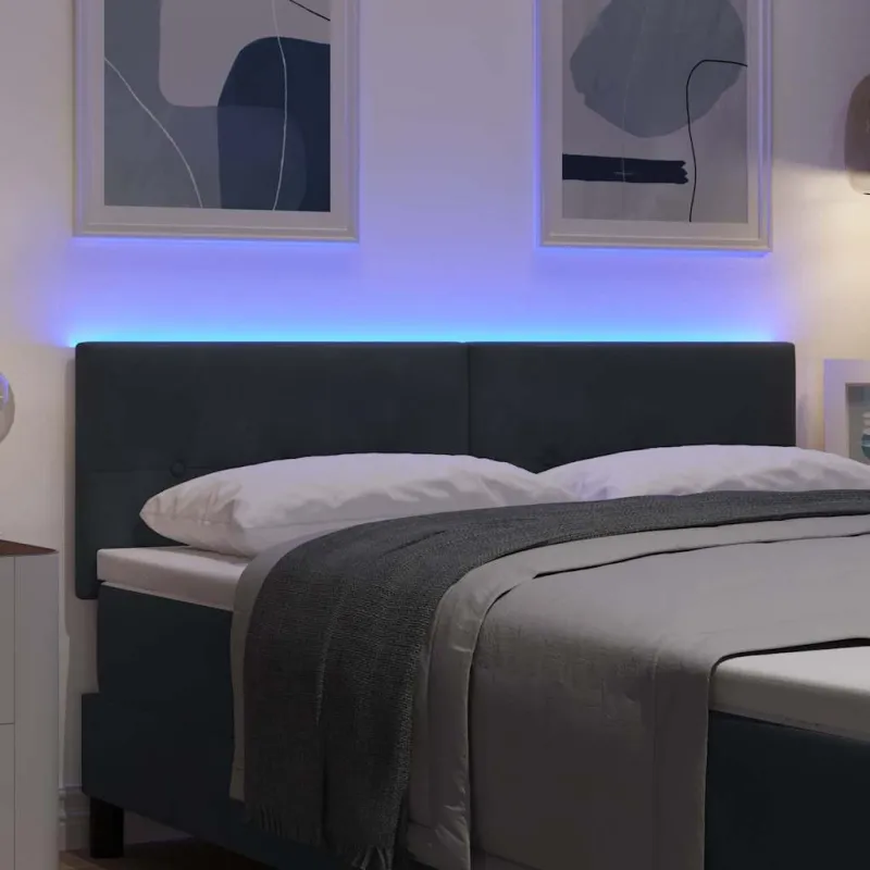 LED galvūgalis su LED juostelėmis Pilka 160 cm Aksomas