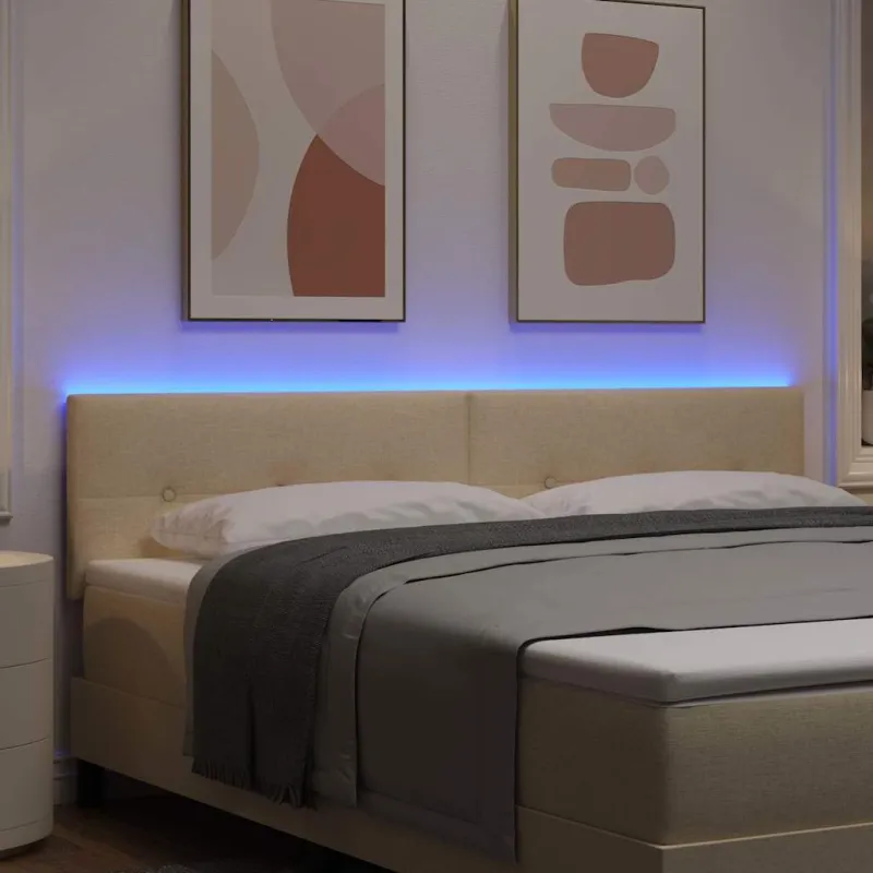 LED galvūgalis su LED juostelėmis Kreminė 180 cm audinys