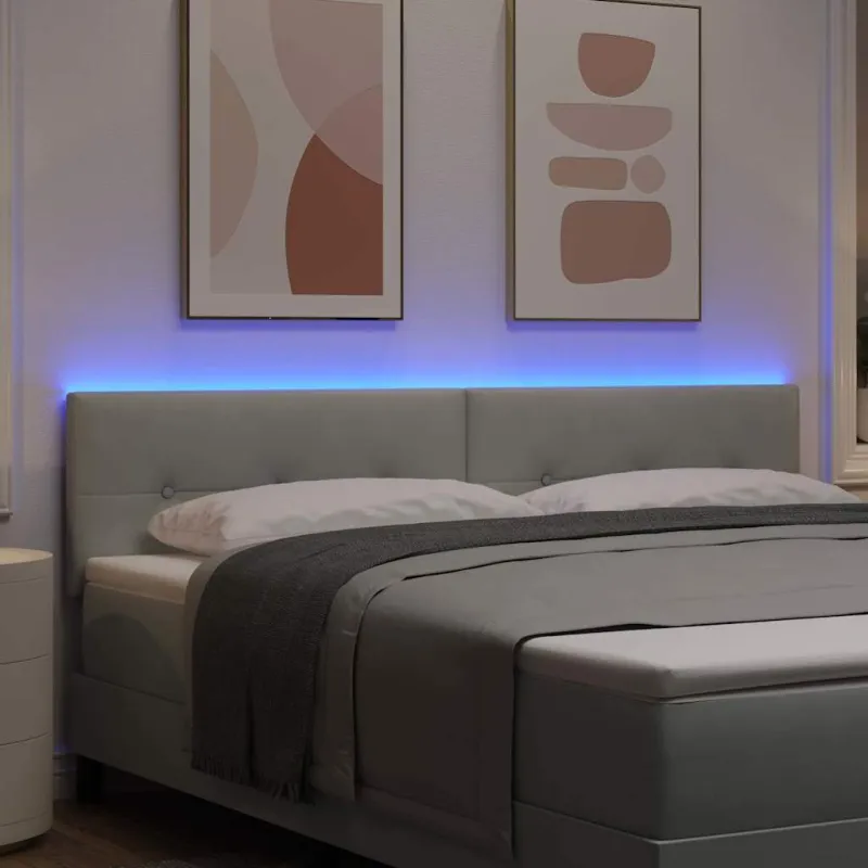 LED galvūgalis su LED juostelėmis Šviesiai pilka 180 cm Aksomas