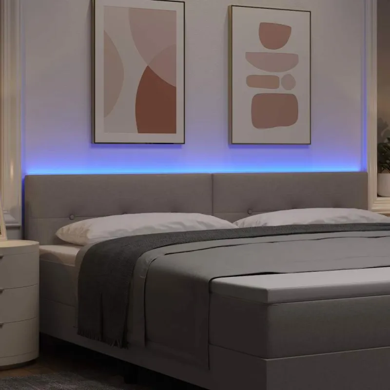 LED galvūgalis su LED juostelėmis Taupe 200 cm audinys