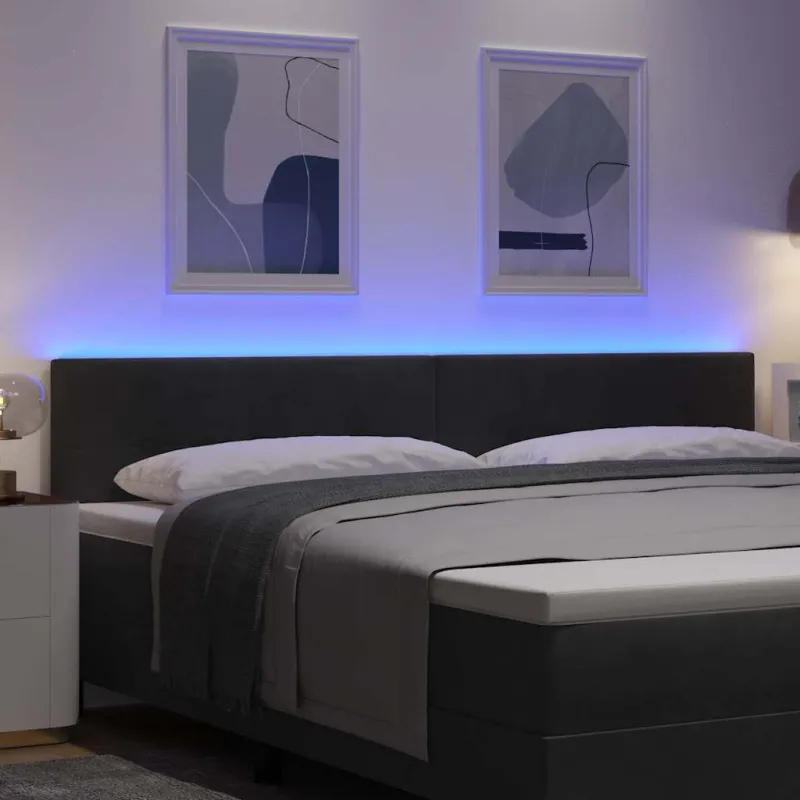 LED galvūgalis su LED juostelėmis Juodas 200 cm Aksomas