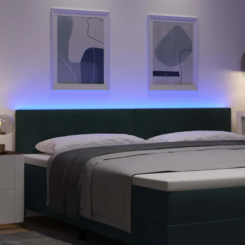LED galvūgalis su LED juostelėmis Žalia 200 cm Aksomas