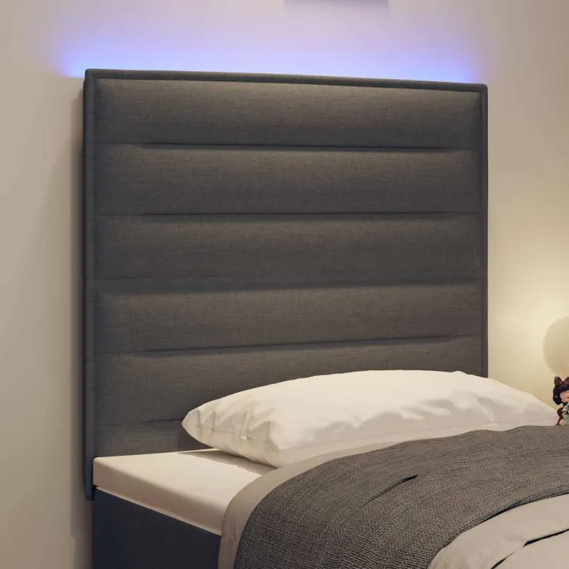 LED galvūgalis su LED juostelėmis Tamsiai pilka 90 cm audinys