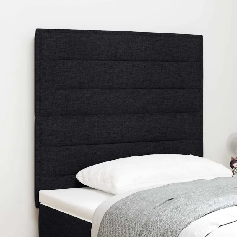 LED galvūgalis su LED juostelėmis Juodas 90 cm audinys